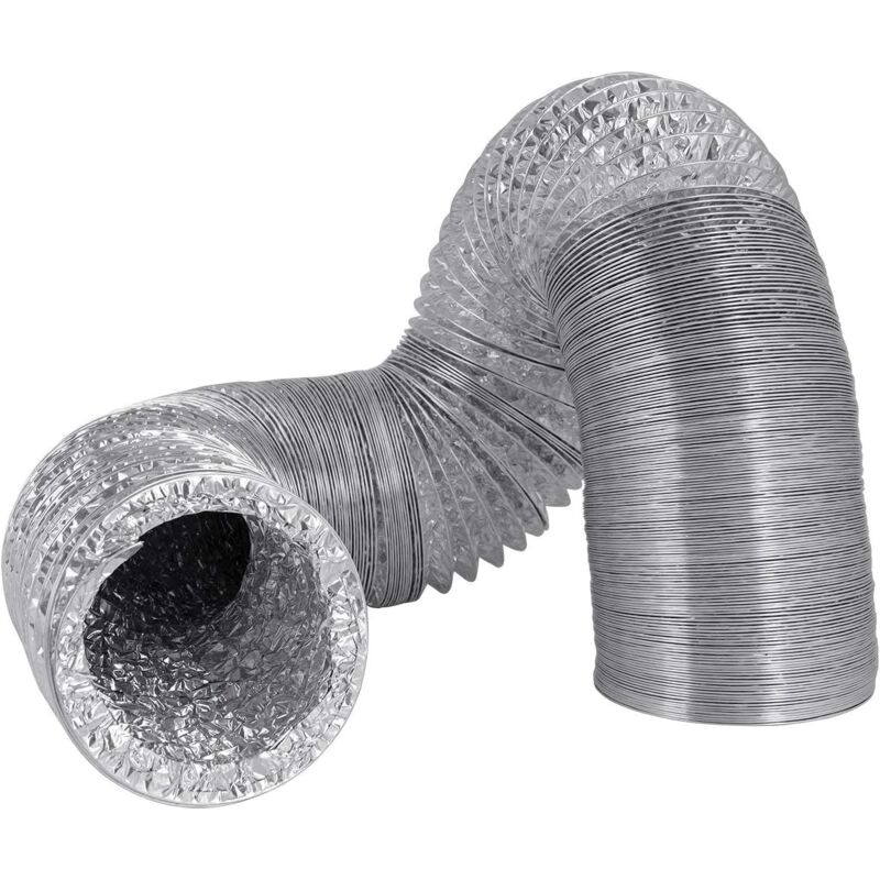 foto del prodotto ymyny tubo flessibile di scarico doppio in alluminio da 100 mm per bagno, cucina, asciugatrice 2 m 100 mm2 m argento 