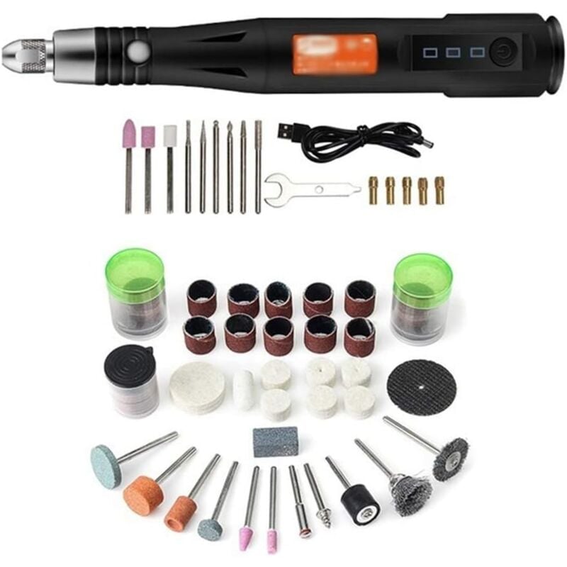 foto del prodotto ymyny utensile rotante senza fili, 105 pezzi 5v 3 velocit mini trapano kit set di utensili rotanti con luce led