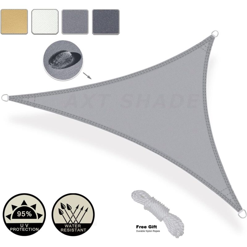 foto del prodotto ymyny vela ombreggiante triangolare 4x4x4m, resistente ai raggi uv, per patio, giardino e spazi esterni grigio