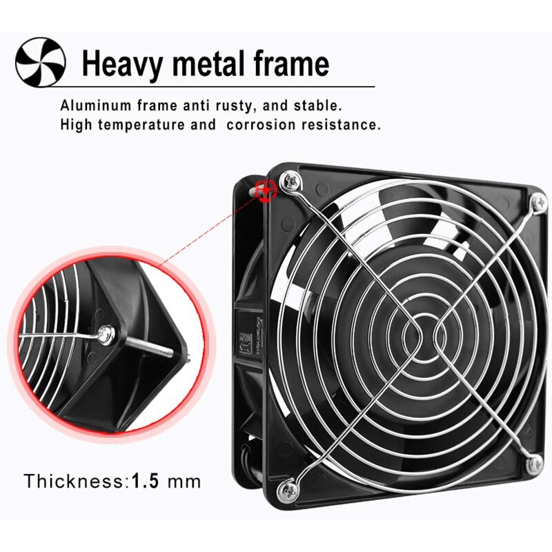 foto del prodotto ymyny ventilatore assiale per camino inseribile pale metalliche alte temperature silenzioso universale 120 x 120 x 38 mm