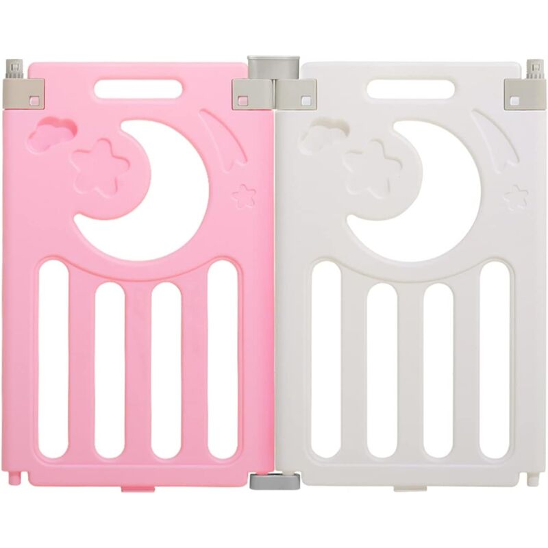 foto del prodotto yoleo box per bambini, pannelli di estensione per box per bambini, cancelletto di sicurezza in plastica ecologica 2 pannelli rosa e bianco