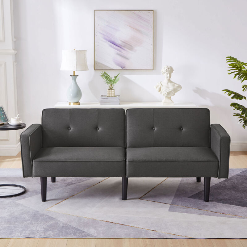 foto del prodotto yoleo divano letto a 2 posti con schienale regolabile, multifunzionale, funzione reclinabile, tessuto in cotone e lino, schiuma ad alta densit ,