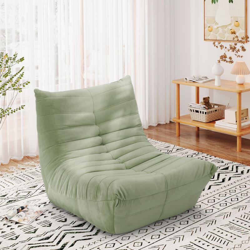 foto del prodotto yoleo poltrona da pavimento lazy, comodo divano tatami, poltrona a sacco in pelle scamosciata, poltrona da camino, 85 x 80 x 84 cm, verde