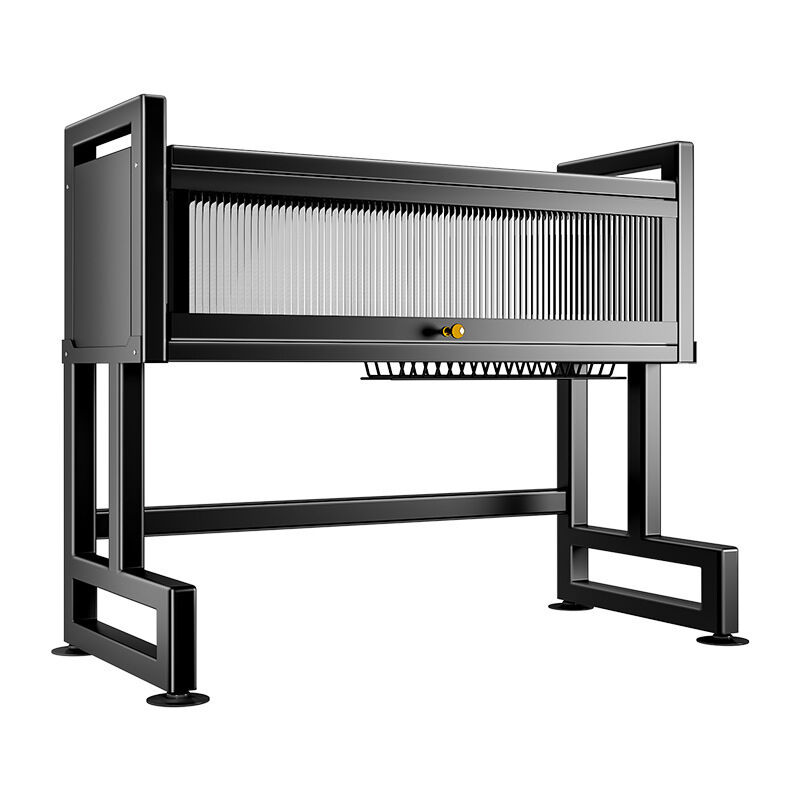 foto del prodotto yoleo scolapiatti con ganci, set di accessori, antipolvere, per ripiano del lavello della cucina, 65x30x80 cm, nero