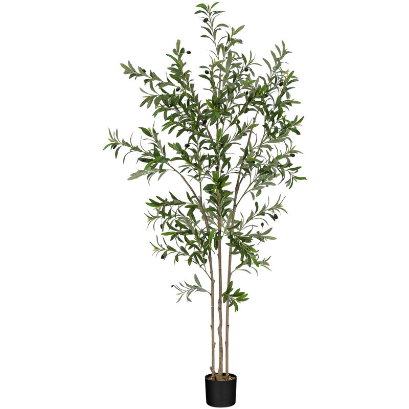 foto del prodotto yoleo ulivo artificiale h 120 cm, pianta artificiale, foglie dense realistiche, pianta finta da interno ed esterno in vaso di plastica,
