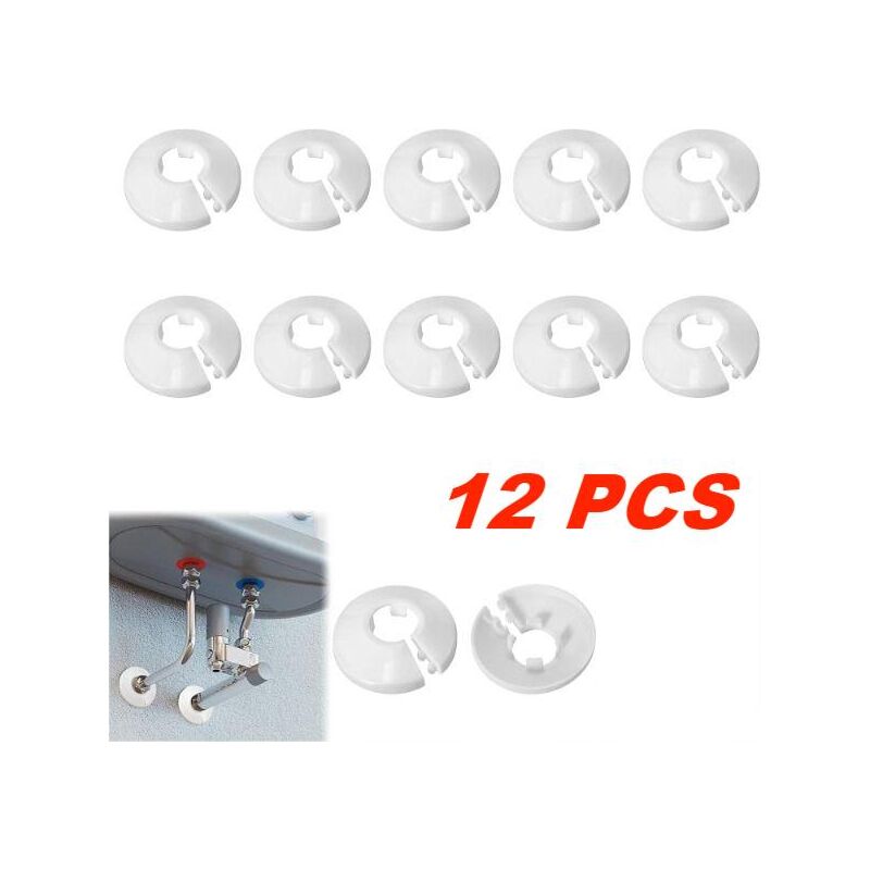 foto del prodotto yoyaxi dpzo 12 pezzi copritubo, copritubo idraulico collare radiatore, manicotto radiatore per tubo bianco rotondo rosetta diametro 15 mm bianco 