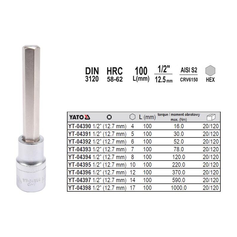 foto del prodotto yt 04397 punta del cacciavite de 1 pz. yato