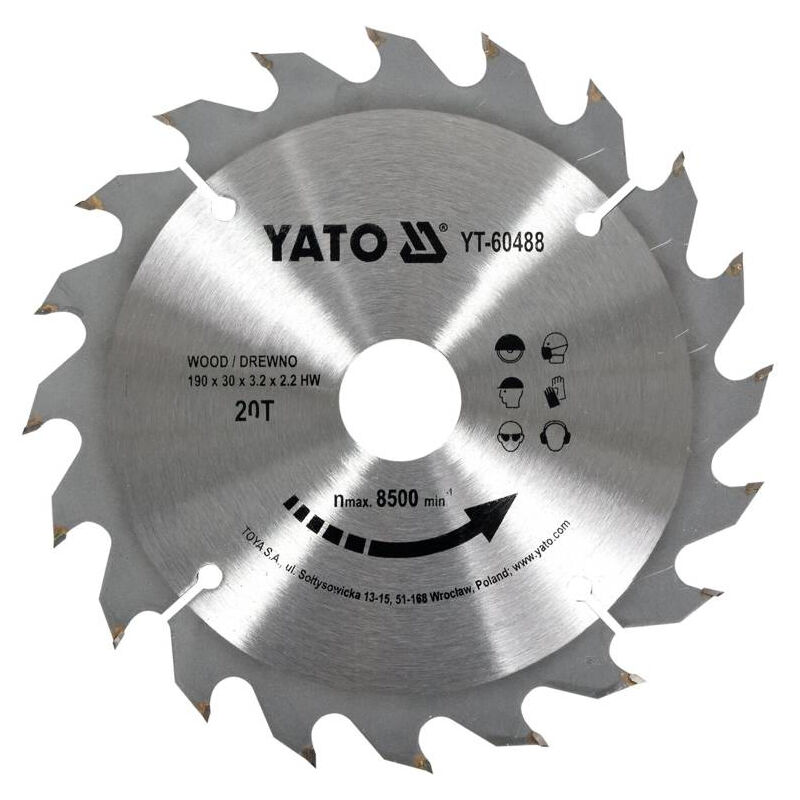 foto del prodotto yt 6065 lama de lama circolare 20 cm 1 pz i yato
