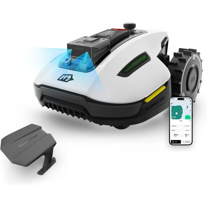 foto del prodotto yuka mini 600 con garage robot tagliaerba senza filo perimetrale, consigliato 600m , auto mappaturae, visione ai 3d, pendenza 50 , con modulo 4g,