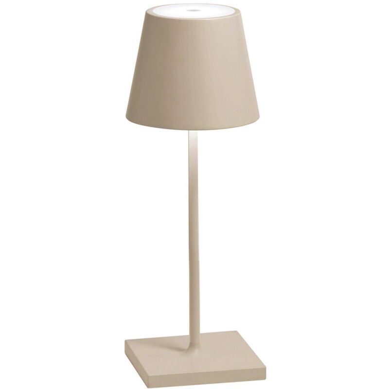 foto del prodotto zafferano poldina mini pro lampada da tavolo a batteria ricaricabile ip65 colore beige sabbia ld0320s3