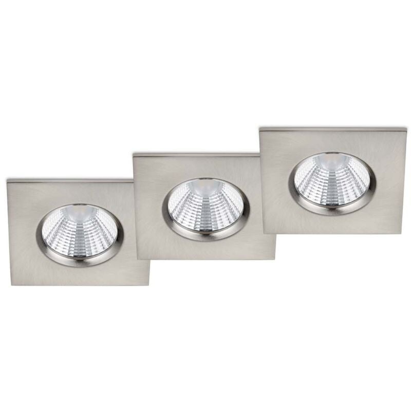 foto del prodotto zagros kit 3 faretti da incasso led quadrati cromati dimmerabili ip65 8,5cmx8,5cm