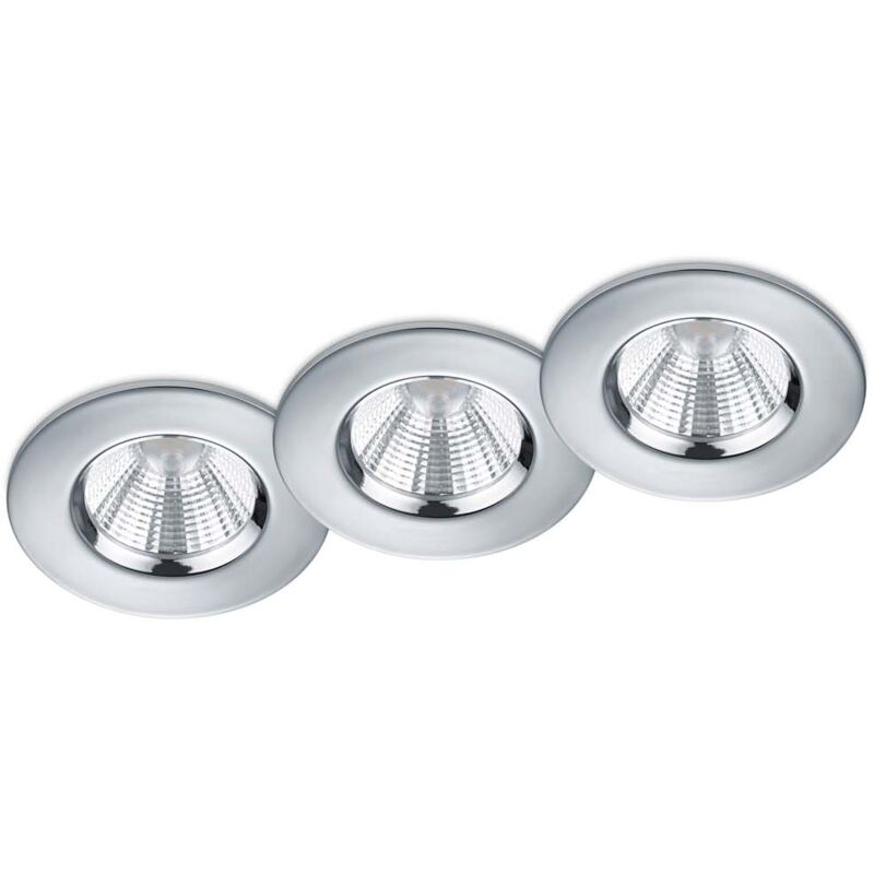 foto del prodotto zagros kit 3 faretti da incasso led rotondi cromati dimmerabili ip65 diam. 8,5cm
