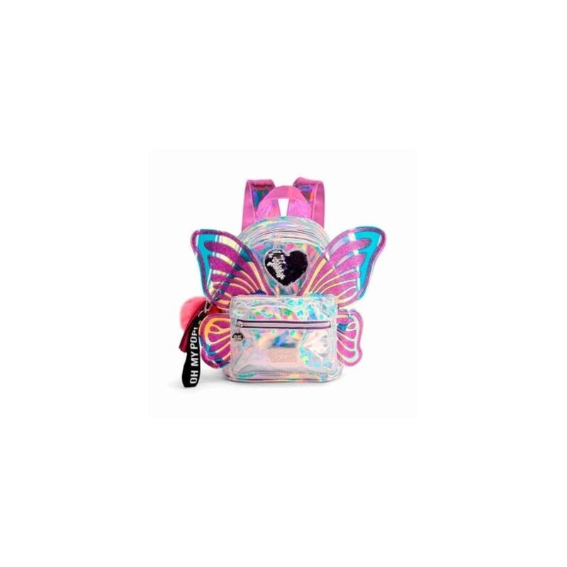 foto del prodotto zainetto di oh my pop farfalla argento zaino fashion piccolo wings scintillante