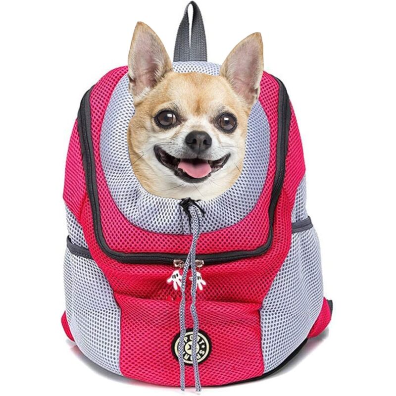 foto del prodotto zaino per cani lablanc traspirante, impermeabile per cani di piccola taglia e gatti zaino per cani regolabile rosso rosa per escursioni e