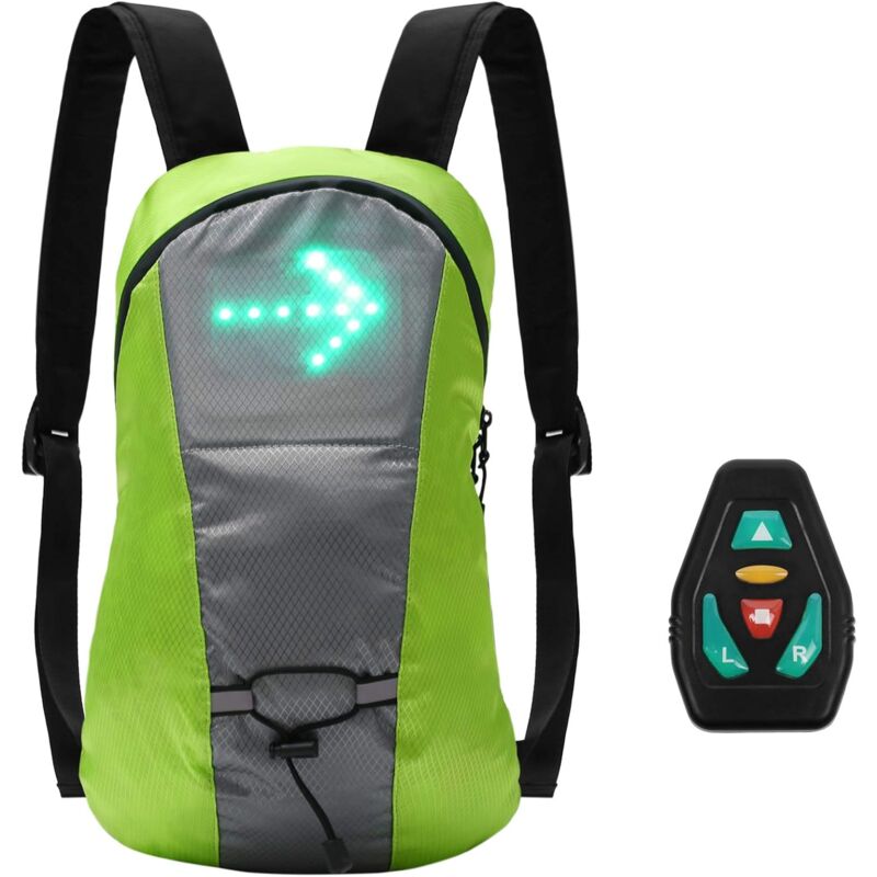 foto del prodotto zaino riflettente leggero usb ricaricabile led luce di segnalazione wireless indicatore di direzione per ciclismo corsa camminata jogging