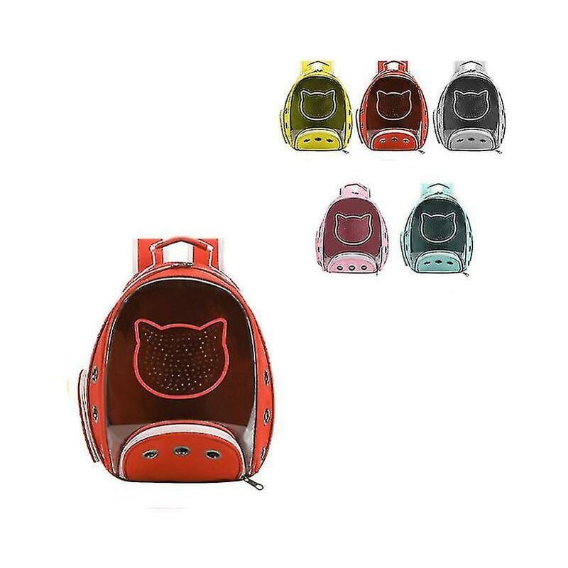 foto del prodotto zaino traspirante per cani e gatti zaino portatile traspirante per animali domestici gatti da esterno portatile panoramico zaino per animali domestici traspirante-rosso-(niubi)