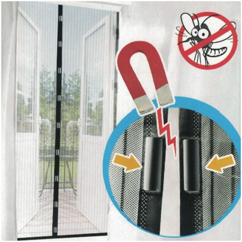 foto del prodotto zanzariera magnetica con chiusura calamita tenda bianca nera per porta finestra colore bianco