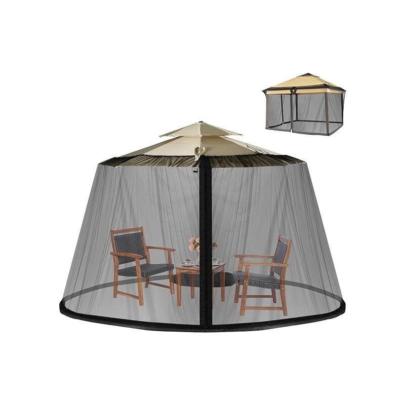 foto del prodotto zanzariera per ombrellone e gazebo, zanzariera con porta con cerniera e tubo in pvc, zanzariera ingrandita per ombrellone da giardino da 400 x 400 x