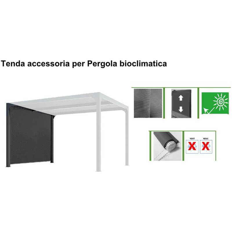 foto del prodotto zanzariera tenda laterale 2.8 metri in pvc per pergola bioclimatica in alluminio