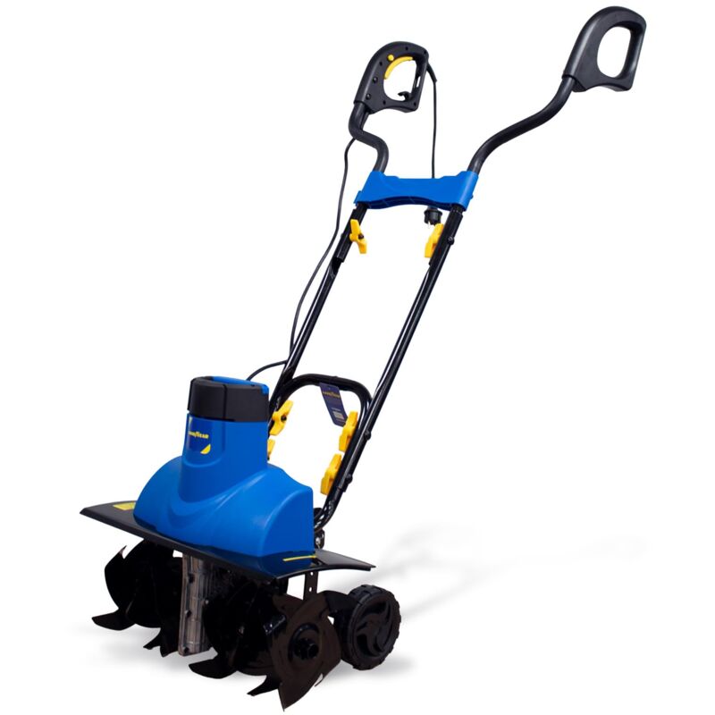 foto del prodotto zappa elettrica 1500w. voltaggio 220 240v 50hz. larghezza 450 mm. profondit 180mm. manubrio pieghevole. regolazione dell altezza delle ruote su 3