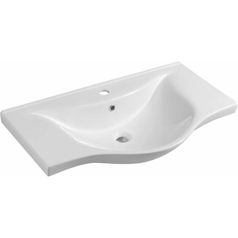 foto del prodotto zara lavabo 80x46 cm, con troppopieno e foro per miscelatore, bianco 10080 aqualine