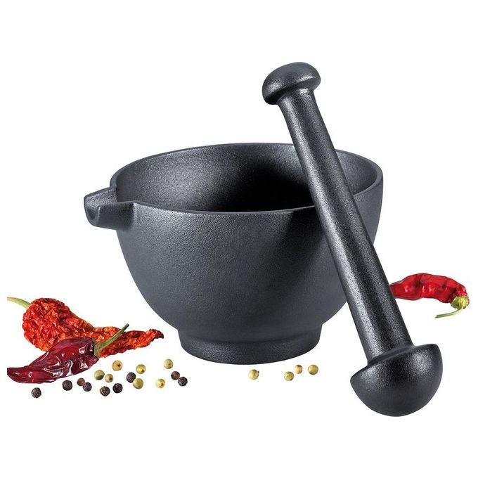 foto del prodotto zassenhaus 076066 mortaio e pestello nero ghisa