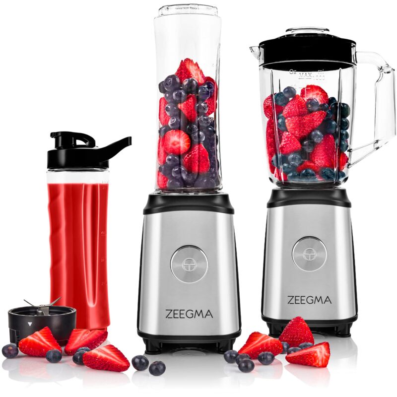 foto del prodotto zeegma vitamine frullatore multifunzione 4 in 1 da 1050 w con brocca da 1 litro, frullatore elettrico per smoothie con blocco sicuro, macinacaff ,