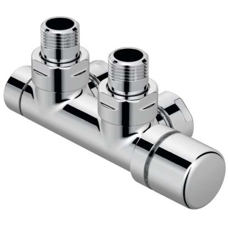 foto del prodotto zehnder accessori raccordo angolare a punto singolo set k, 50, con testata di comando a destra, ingresso a sinistra, interasse 2 mm, cromo 839051