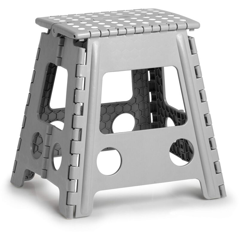 foto del prodotto zeller 13036 premium sgabello pieghevole, in plastica, grigio, certificato t v, portata fino a 150 kg, ca. 38,5 x 31,5 x 39 cm
