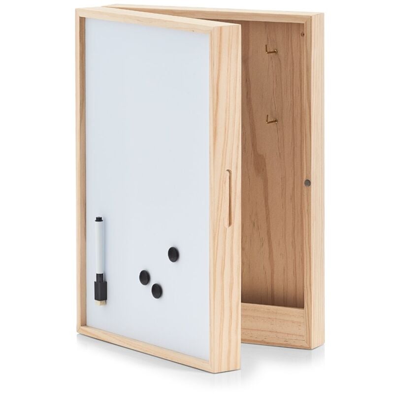 foto del prodotto zeller 15142 cassetta portachiavi con lavagna bianca, in legno, 42 x 30 x 8 cm, colore bianco