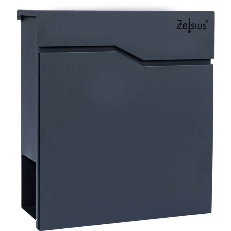foto del prodotto zelsius cassetta per le lettere wave con scomparto per giornali integrato effetto soft close ral7016 antracite