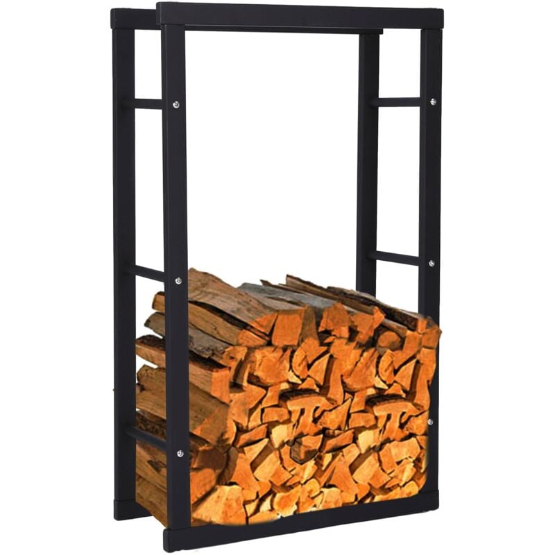 foto del prodotto zelsius portalegna da camino 60 x 25 x 150 cm nero scaffale in metallo per legna da ardere