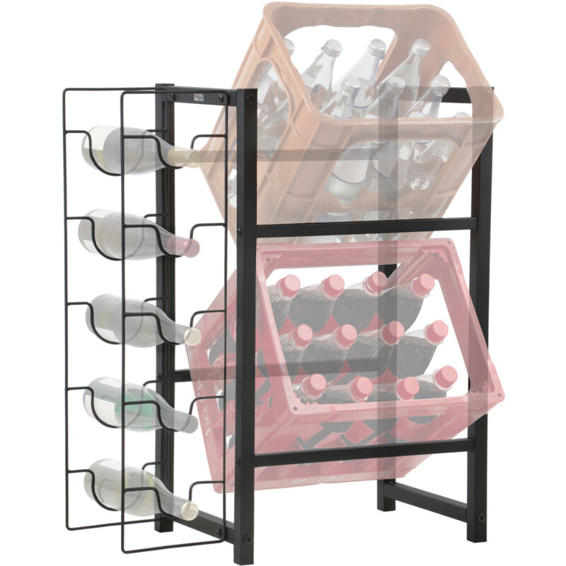 foto del prodotto zelsius scaffale portacasse con portabottiglie per 5 bottiglie e 2 cassette 64,5 x 31 x 75,5 cm