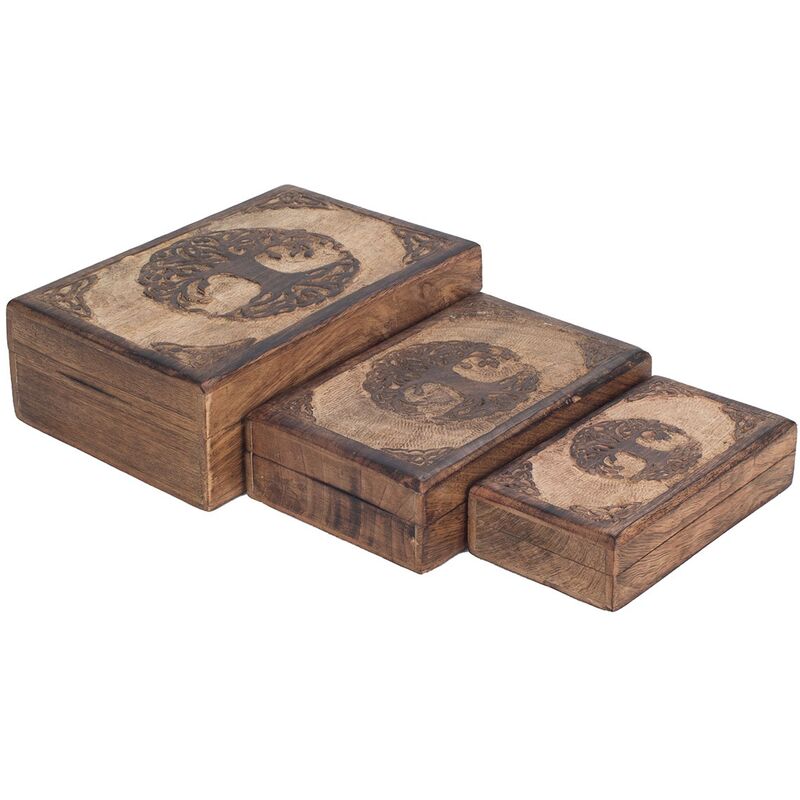 foto del prodotto zen et ethnique signes grimalt decorazione di scatole e gioielliere set set 3 unit scatole e gioiellieri marrone 18x26x8cm 22723