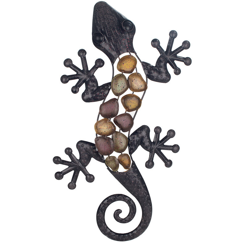 foto del prodotto zen et ethnique signes grimalt muro a sospensione in metallo adorno grey garden lizards 30x60x2cm 43067