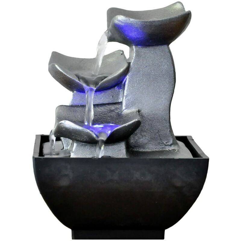 foto del prodotto zen light fontana nature boro, resina, argento, 13 x 13 x 17 cm