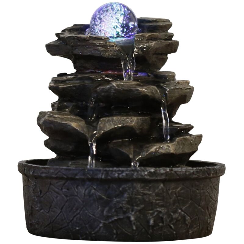 foto del prodotto zen light fontana zenlight little rock in poliresina, marrone scuro, 20 x 20 x 23 cm