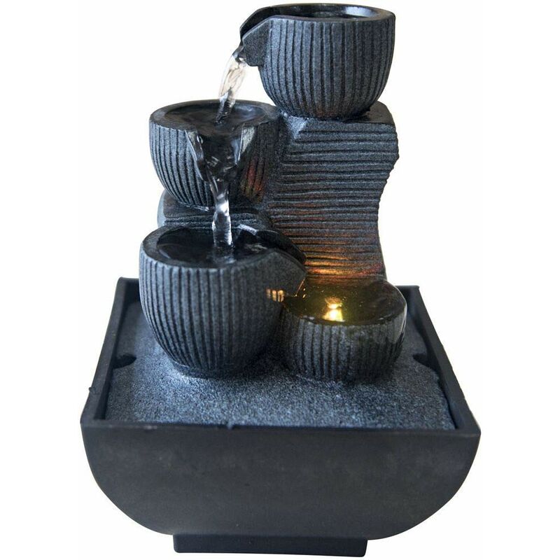 foto del prodotto zen light kini, fontana da interno con pompa e illuminazione a led, in resina, taglia unica