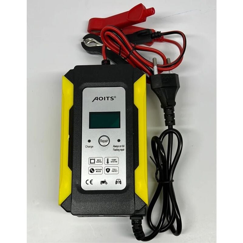 foto del prodotto zencocco caricabatterie per batterie al piombo 10a 12volt aoits display con pinze it 1022