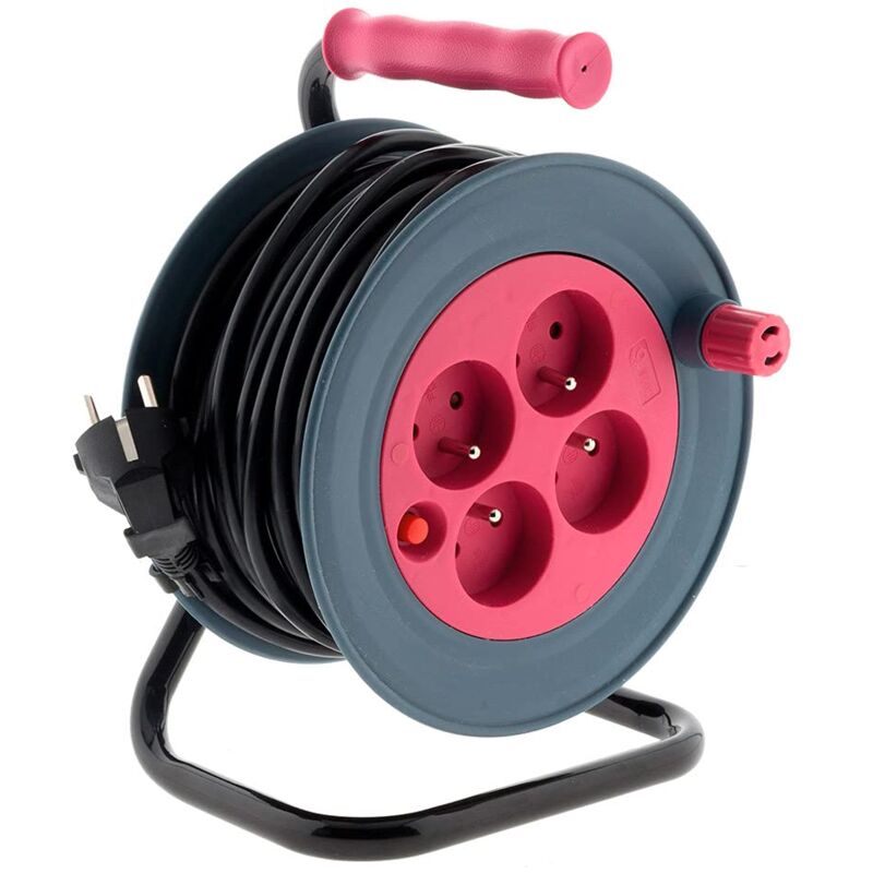 foto del prodotto zenitech avvolgicavo domestico 4 2p t 15m rosa