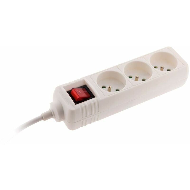 foto del prodotto zenitech blocco 3 prese 16a 2p t con interruttore bianco