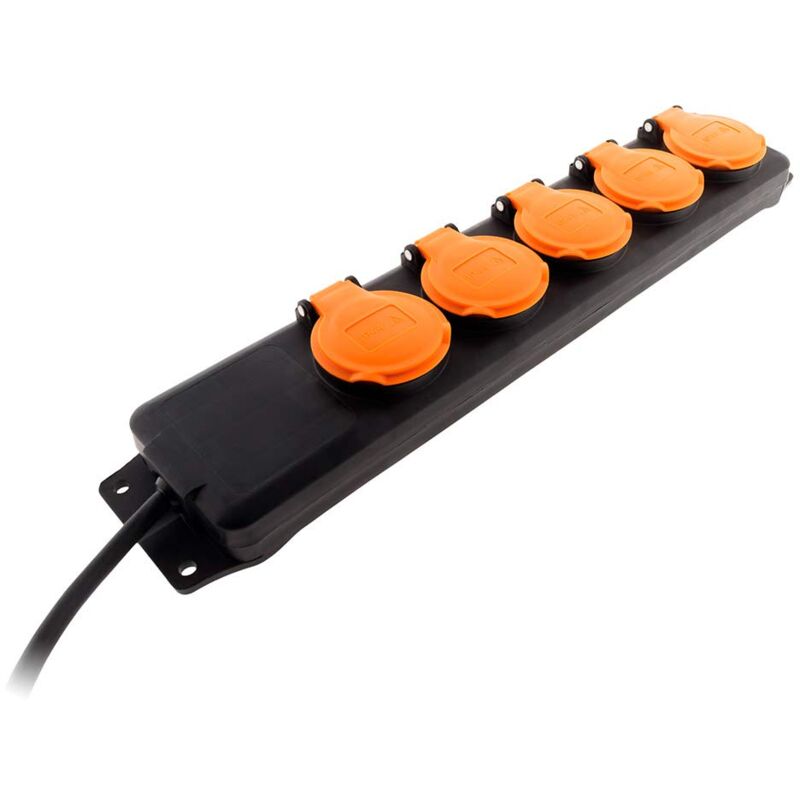 foto del prodotto zenitech blocco multipresa da esterno ip44 5 prese 16a 2p t con sportellini 1,5 m nero