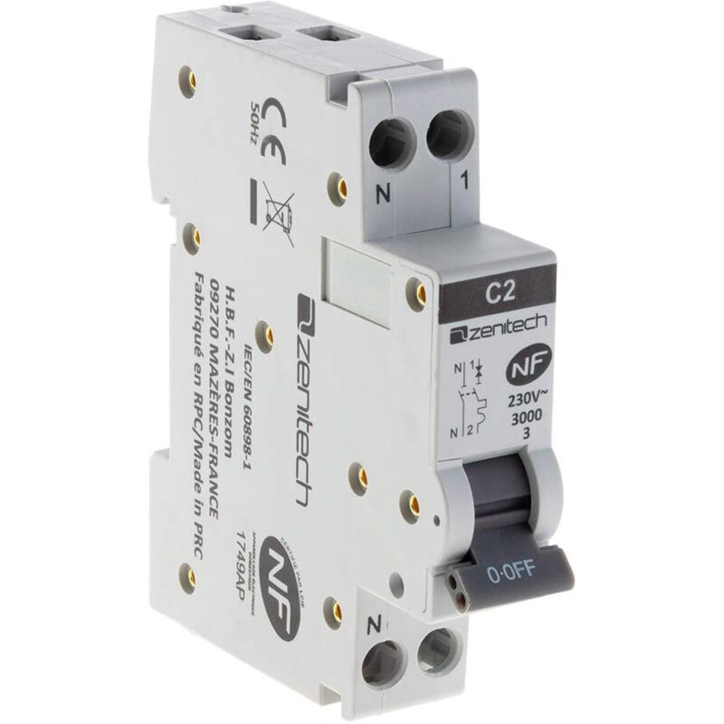 foto del prodotto zenitech interruttore di circuito non ph 3ka nf 02a 230v