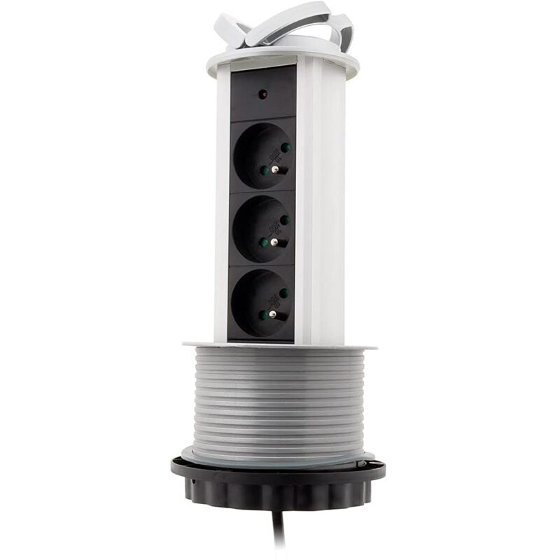 foto del prodotto zenitech otio multipresa da incasso 3 prese 16a 2p t 100mm grigio