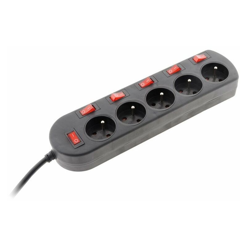 foto del prodotto zenitech presa multipla cablata, 5 prese nera