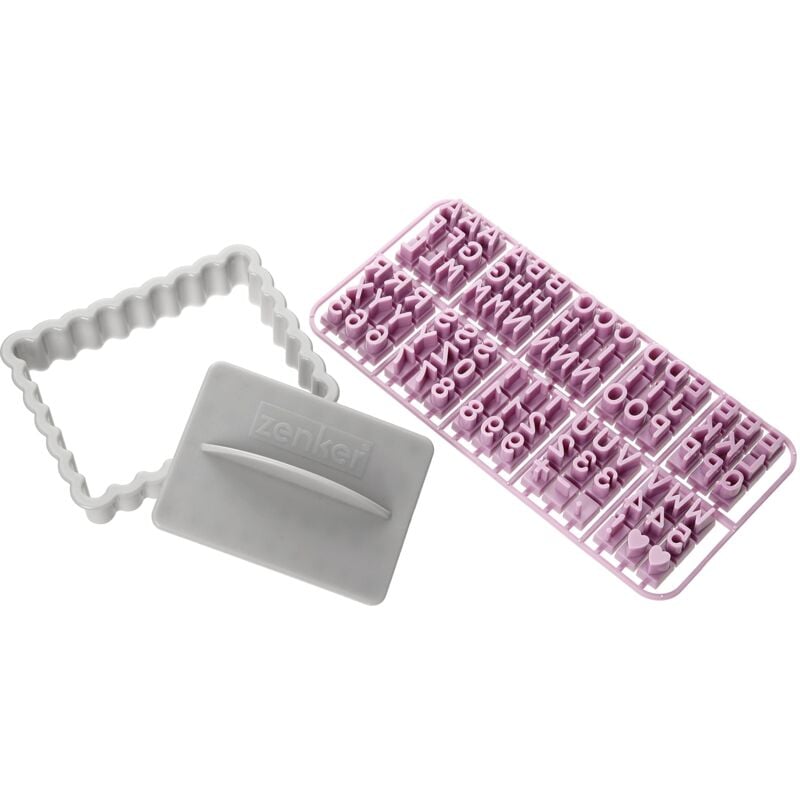 foto del prodotto zenker 44827 tagliabiscotti rettangolare con lettere dell alfabeto, formina per biscotti con lettere per pasta di zucchero, pasta frolla, stampo per