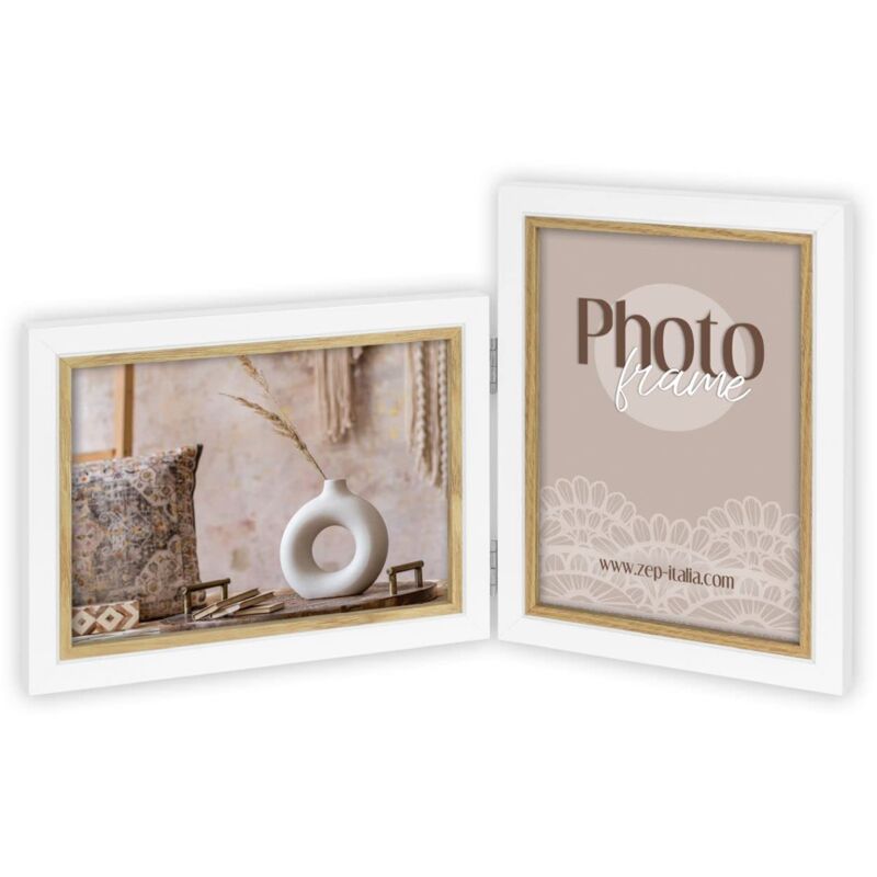 foto del prodotto zep doppia cornice ayas 2 foto 13 x 18 cm verticale e orizzontale, bianco e marrone, cv437