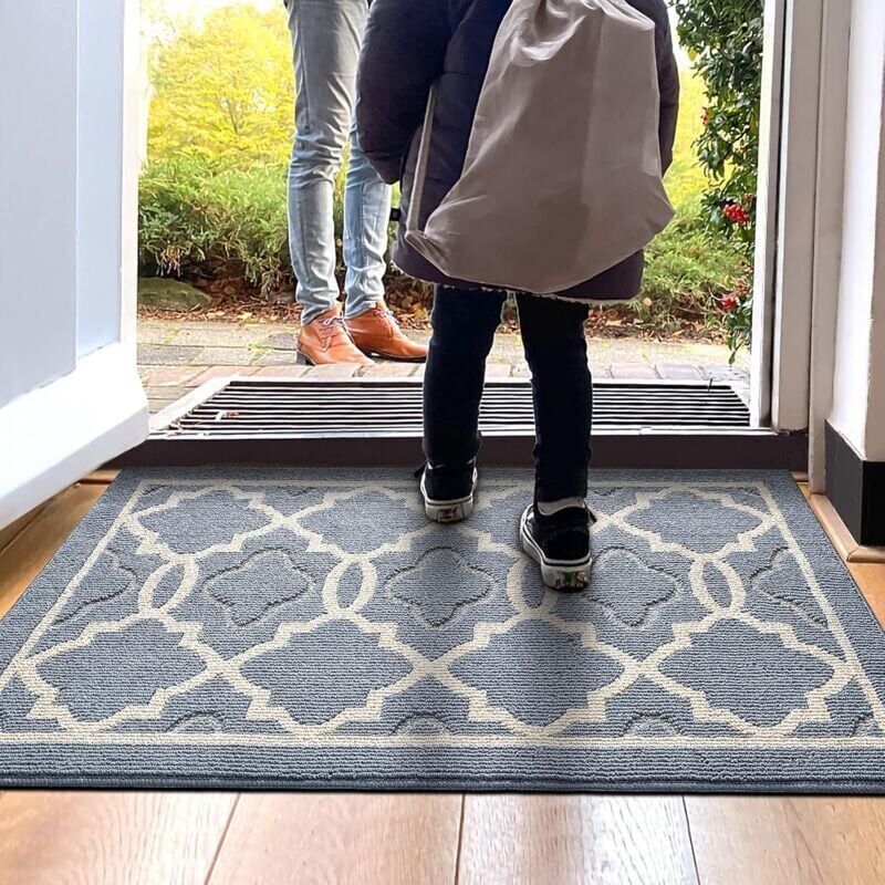 foto del prodotto zerbino antiscivolo, assorbente e resistente, per interni esterni, lavabile in lavatrice, antipolvere, 50 x 80 cm, grigio