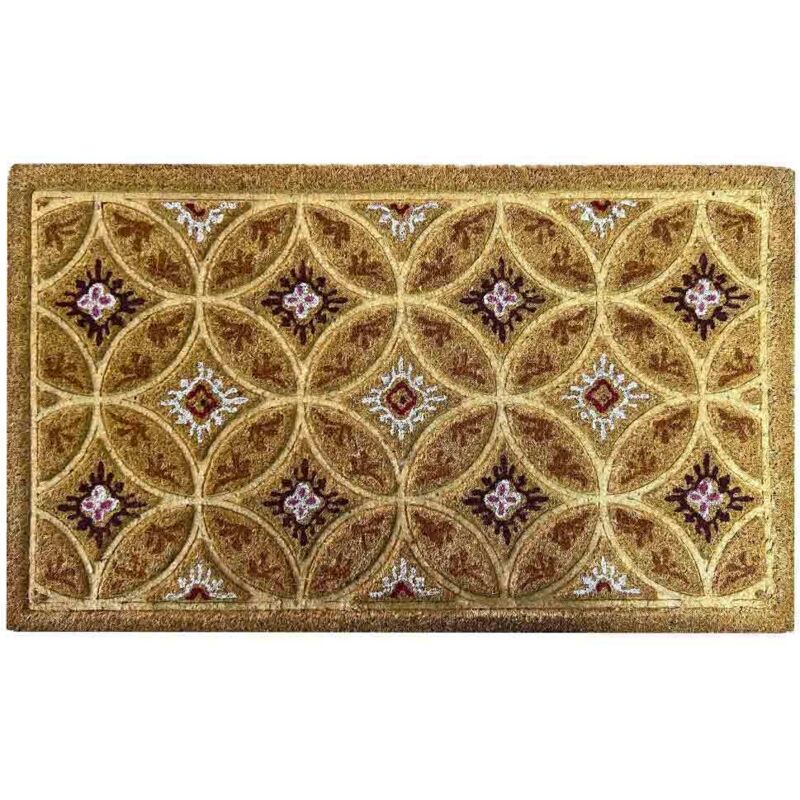 foto del prodotto zerbino classico rettangolare in cocco fantasia cerchi cm 45 x cm 75