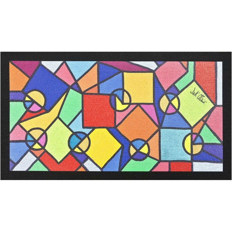 foto del prodotto zerbino gomma dipinto artistico jack ottanio pop art 40x70 interno esterno antiscivolo torre di vetro b 